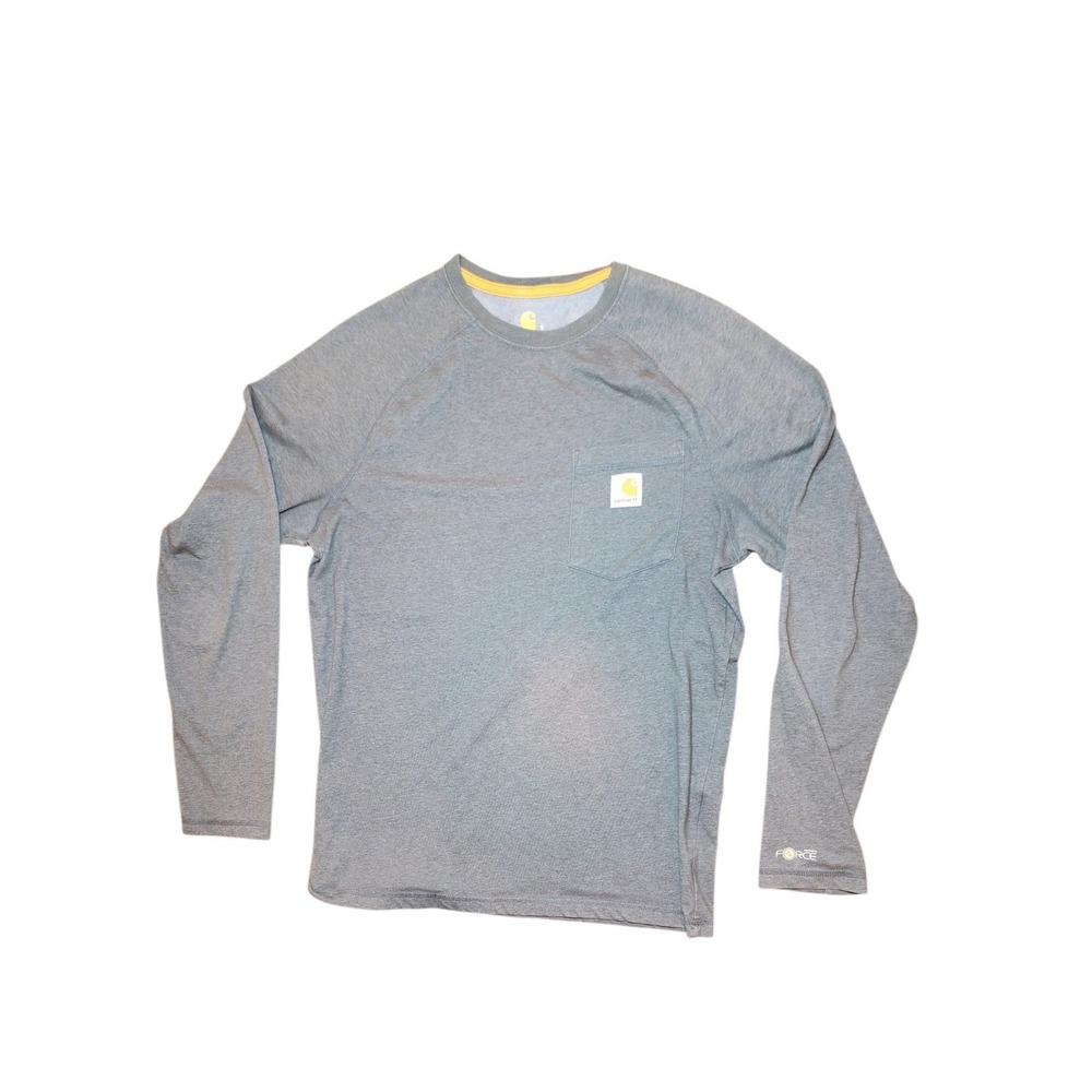 Carhartt Force Pocket T-Shirt Mens Small Gray Excellent Long Sleeve Relaxed Fit‎